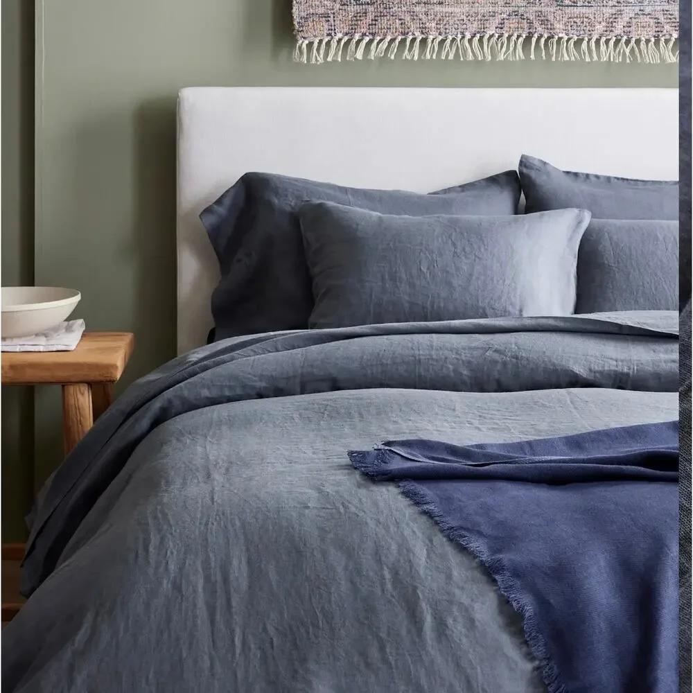 Quince European Linen Duvet Cover Set King/Cal King Nightfall NWOT